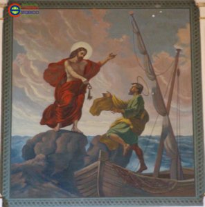 Cappella del Rosario – Amedeo Trivisonno, Consegna delle chiavi a San Pietro – Ridipinto da Leo Paglione nel 1972
