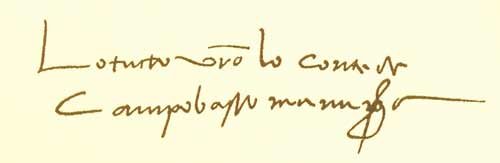 In basso: Firma del Conte Monforte - lettera a Lorenzo dei Medici del 10 settembre 1477