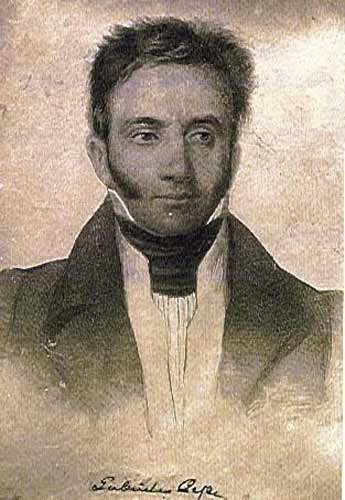 In alto: ritratto di Gabriele Pepe